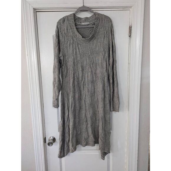 Cut Loose Midi Dress women's size XL gray textured long sleeve lagenlook USA - Picture 1 of 7